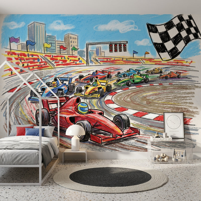 Papier peint Race Track, 100 po x 96 po, Peler et coller