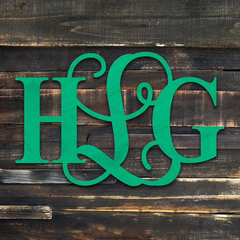 Décoration murale monogramme de 3 lettres, Oui, Bleu ciel, H 9 po x l 12 po