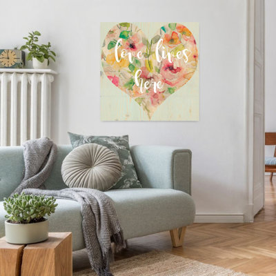«Love Lives Here Elegant Peaceful Romantic Flower», art mural