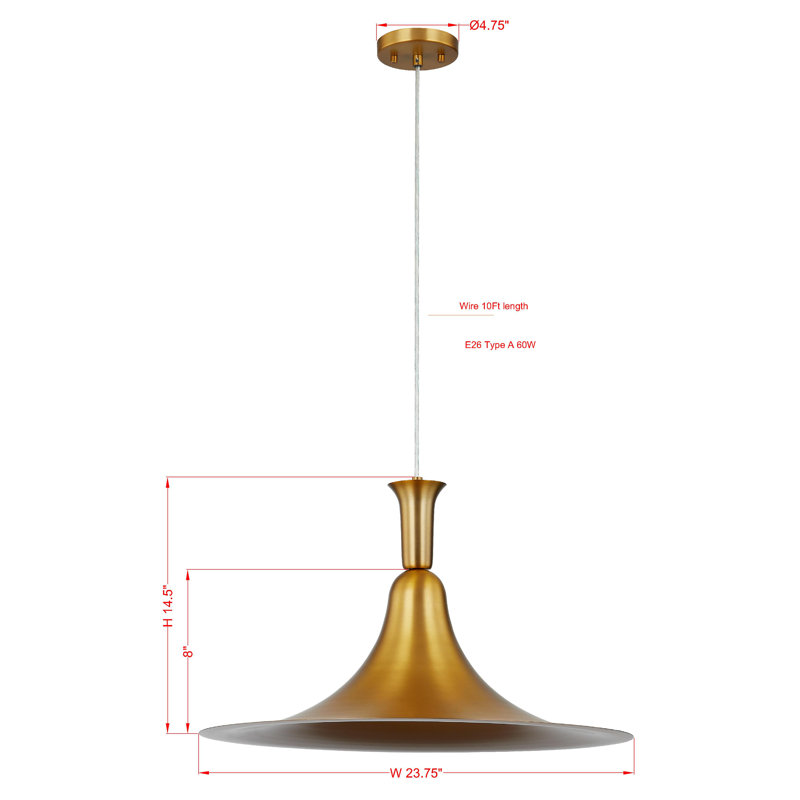 Luminaire suspendu olive en métal, doré