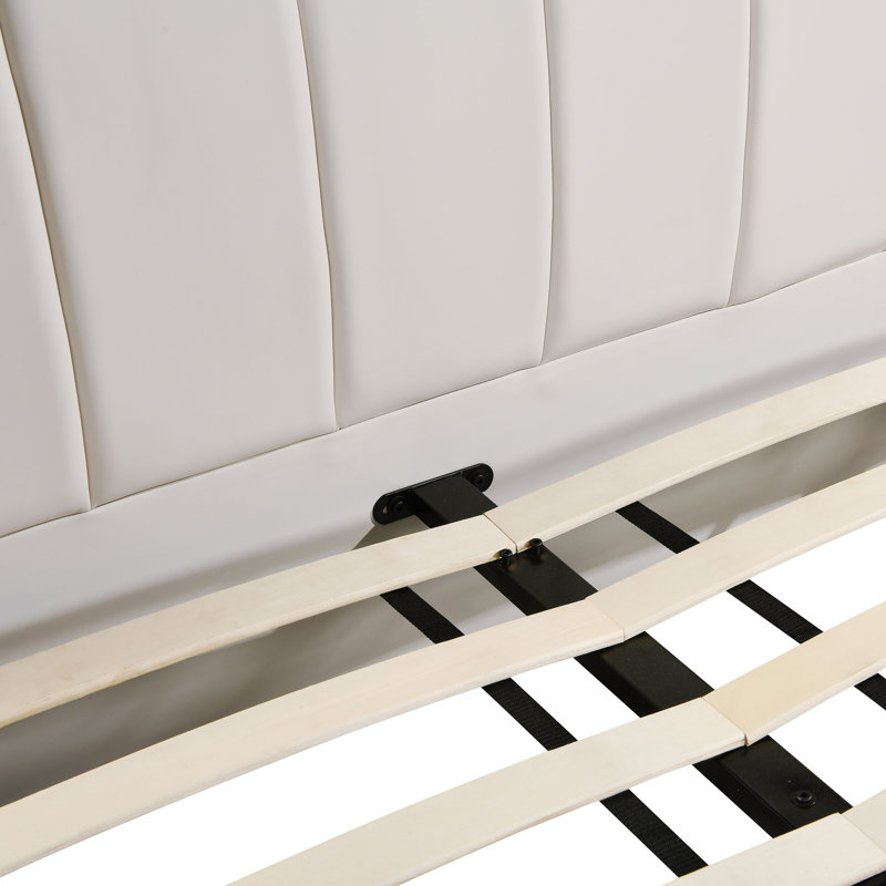 Karol Cream Vegan Leather UK Bed, Super King (6')