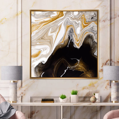 " Black And White Liquid Marble Waves II "