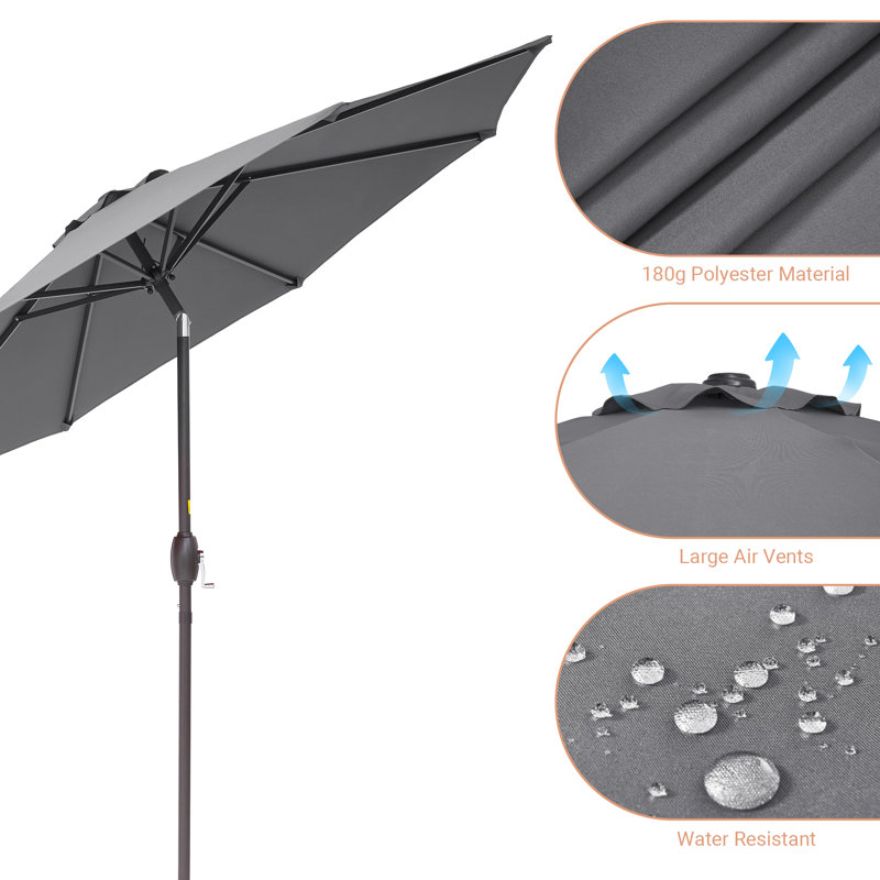 Parasol de marché rond 106,3 po Asyraf, Gris anthracite