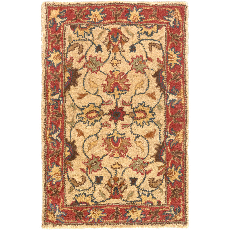 Gracin Hand Tufted Wool Floral Oval Rug, Rectangle 5' x 8'