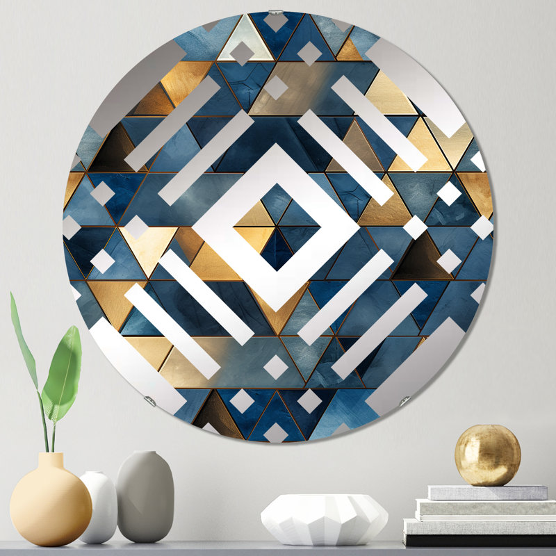 Miroir décoratif losange beige et bleu, 31,4 po x 31,4 po