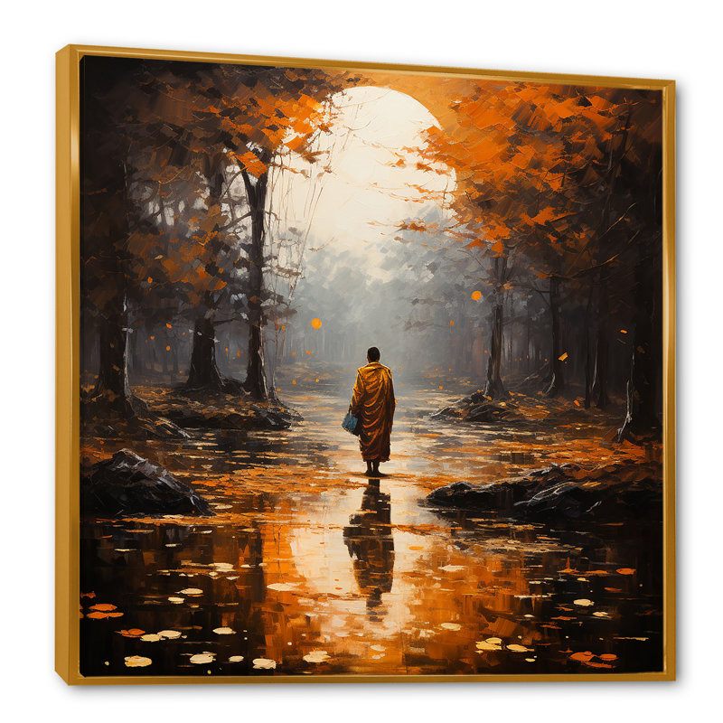 Impression sur toile, "Dhane Path", 30" H x 30" W, Black Picture Framed