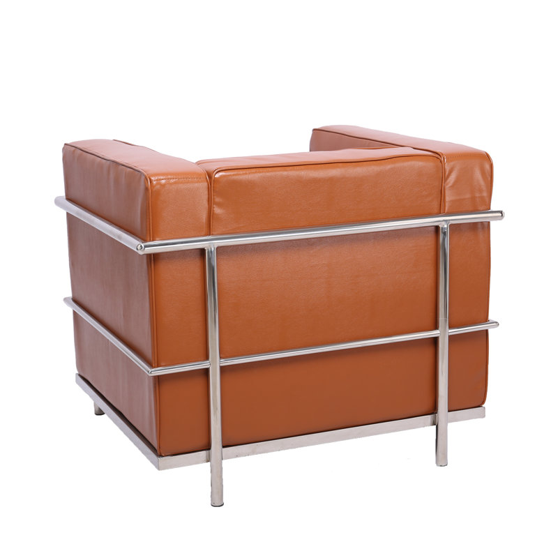 Fauteuil en cuir Pflugerville, Cuir véritable ambre