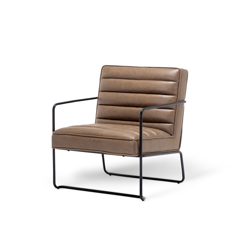 17 Stories Industrial Metal Accent Chair with Horizontal Channeling
