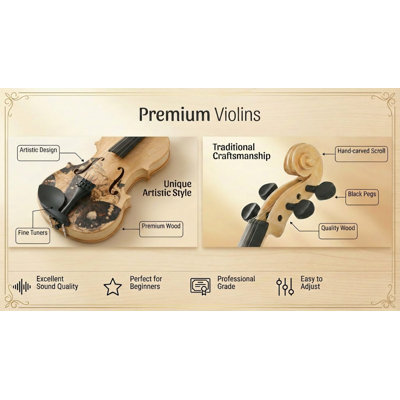 Violon professionnel 4/4 - Son de qualité supérieure, conception durable et légère avec accessoires complets, finition artisanale exquise, cadeau unique idéal pour les musiciens
