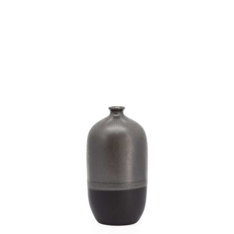 Ece Handmade Ceramic Table Vase, Black, 8.5" H x 4.5" W x 3.75" D