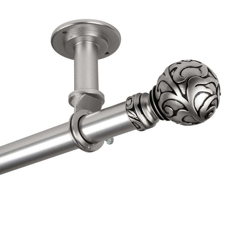 Tringle à rideaux simple réglable 1 po Addiel, Nickel satiné, 48" - 84"
