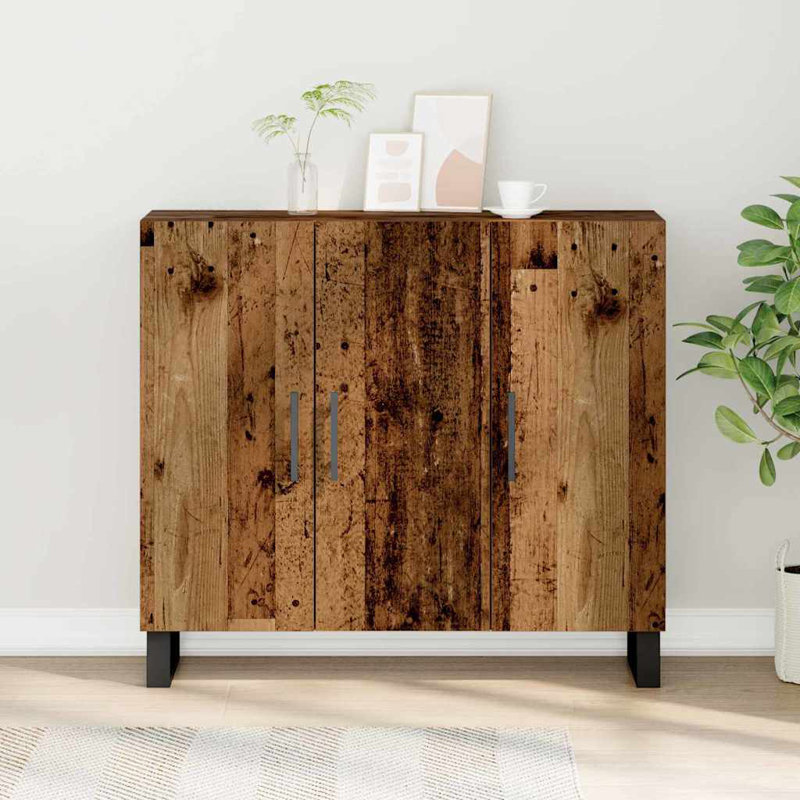 Sideboard With 3 Doors 90X34x80 Cm Engineered Wood, Brown