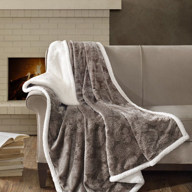 Elma Oversized Tan Plush Reversible Throw