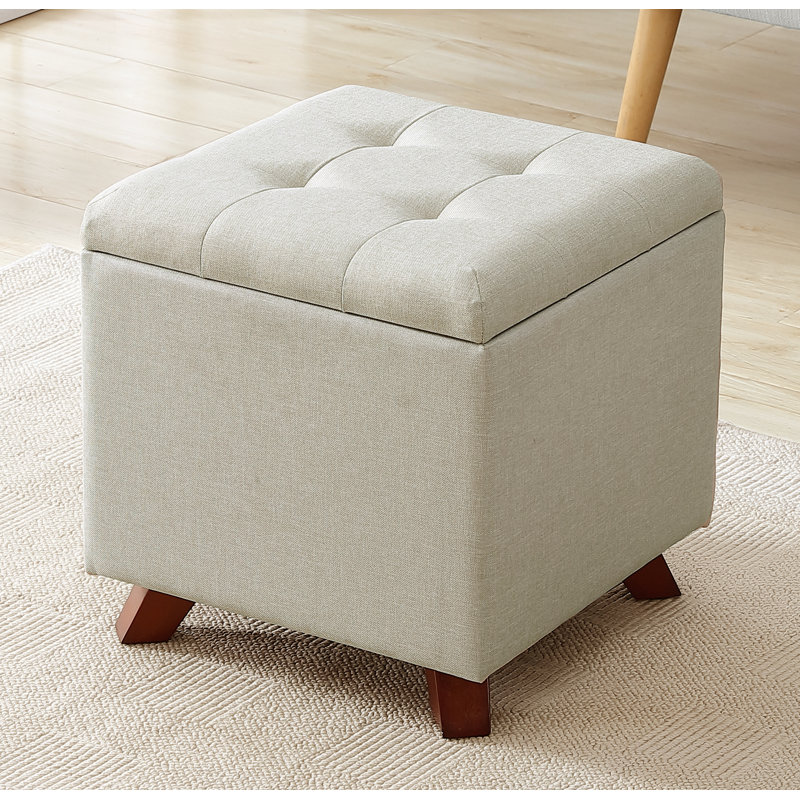 Repose-pieds avec rangement Avelar, Mélange de lin beige