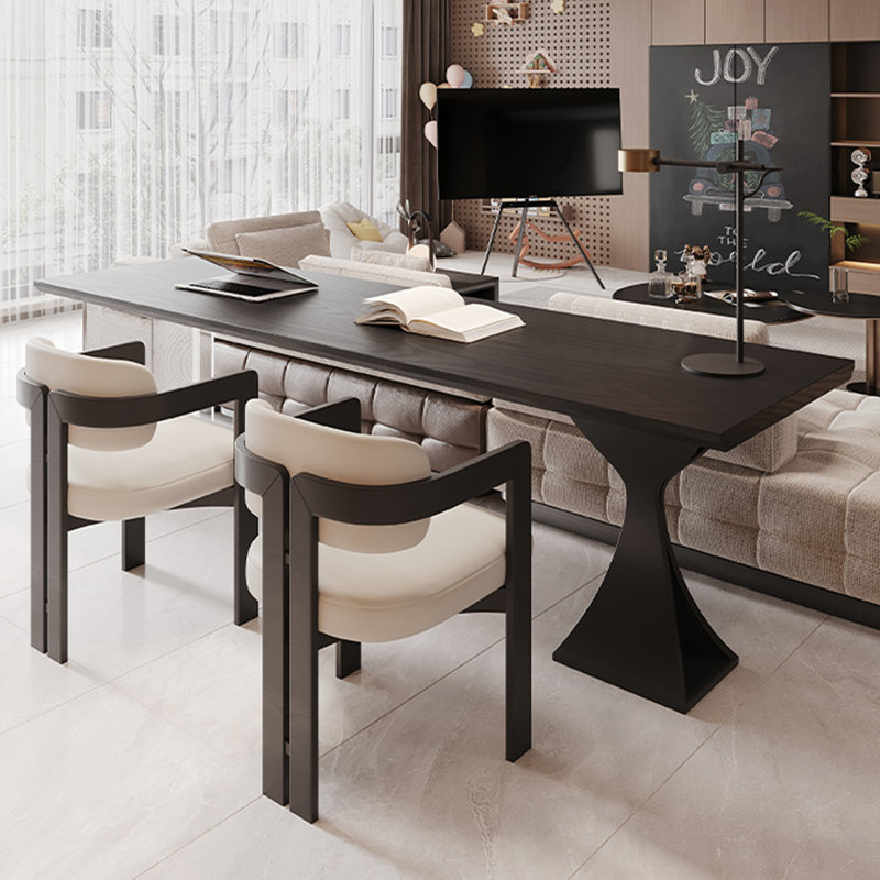 Bureau d'écriture rectangulaire en bois massif noir, H 29,53 po x l 62,99 po x P 23,62 po