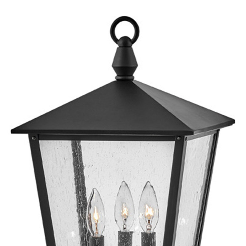 Huntersfield 20.75" H Aluminum Outdoor Post or Pier Mount Lantern with Clear Seedy Glass (Post Sold Separately), Black