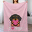 Couverture de teckel 30 x 40 pouces en flanelle avec un joli cœur rose et un chiot pour un canapé-lit-132281865