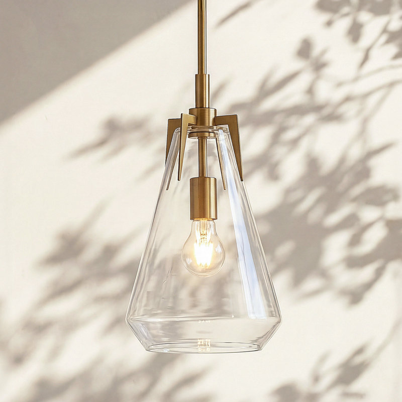 1-Light Modern Single Pendant with Adjustable Height, Gold