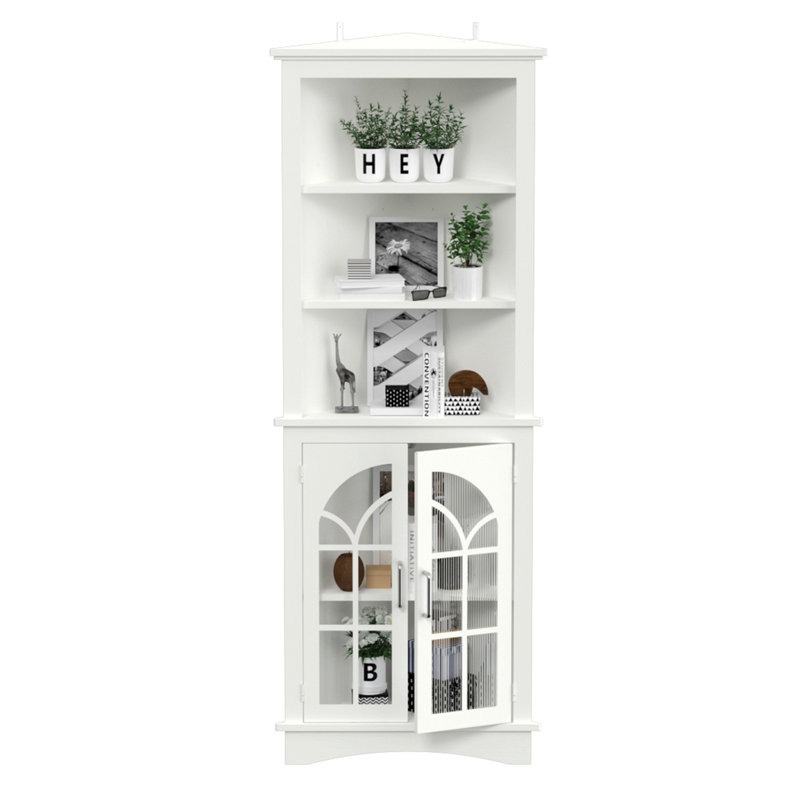 Armoire de rangement d'angle avec portes et tablettes réglables