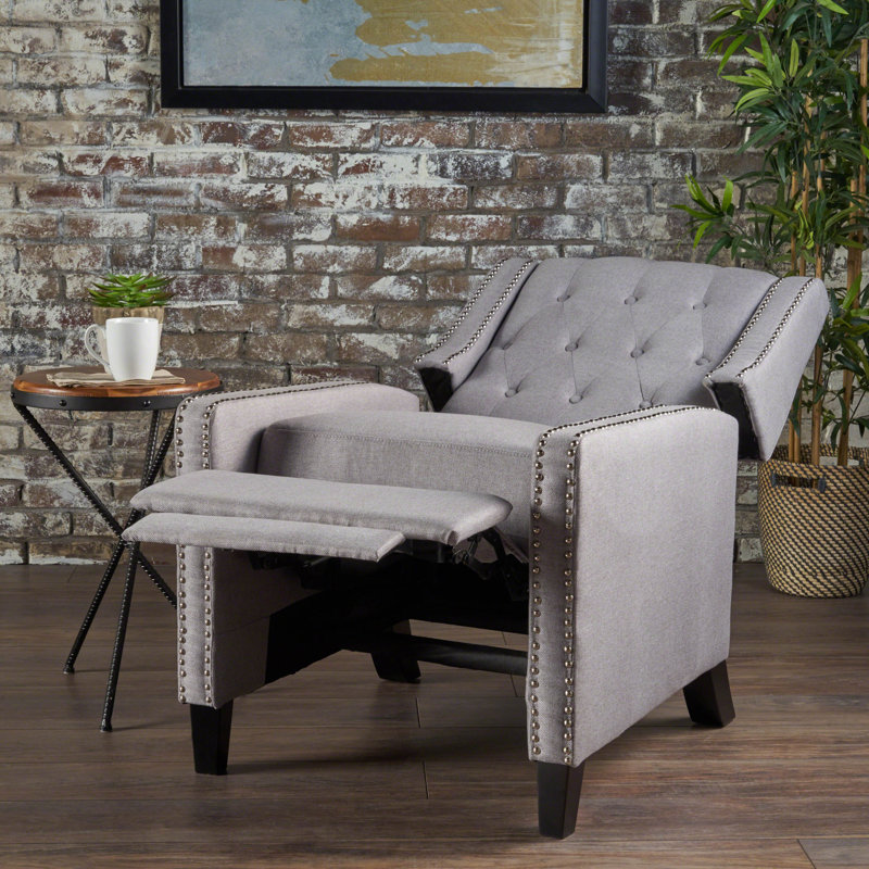 Fauteuil inclinable Heidegret, 100% polyester gris clair