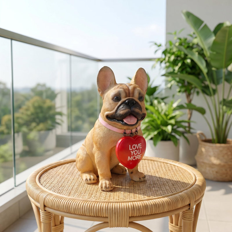 Statue solaire de bouledogue français