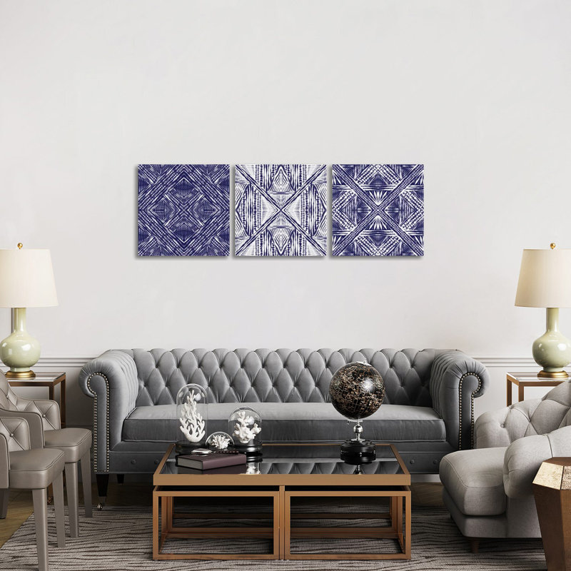 «Inky Kaleidoscope Triptych», ensemble d'art mural sur toile tendue (ensemble de 3)