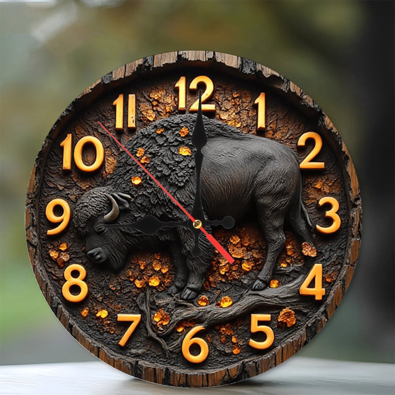 Horloge murale en bois Bison