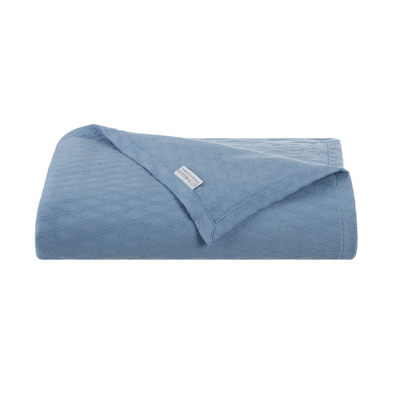 Couverture en mélange de coton eucalyptus, Bleu, Simple