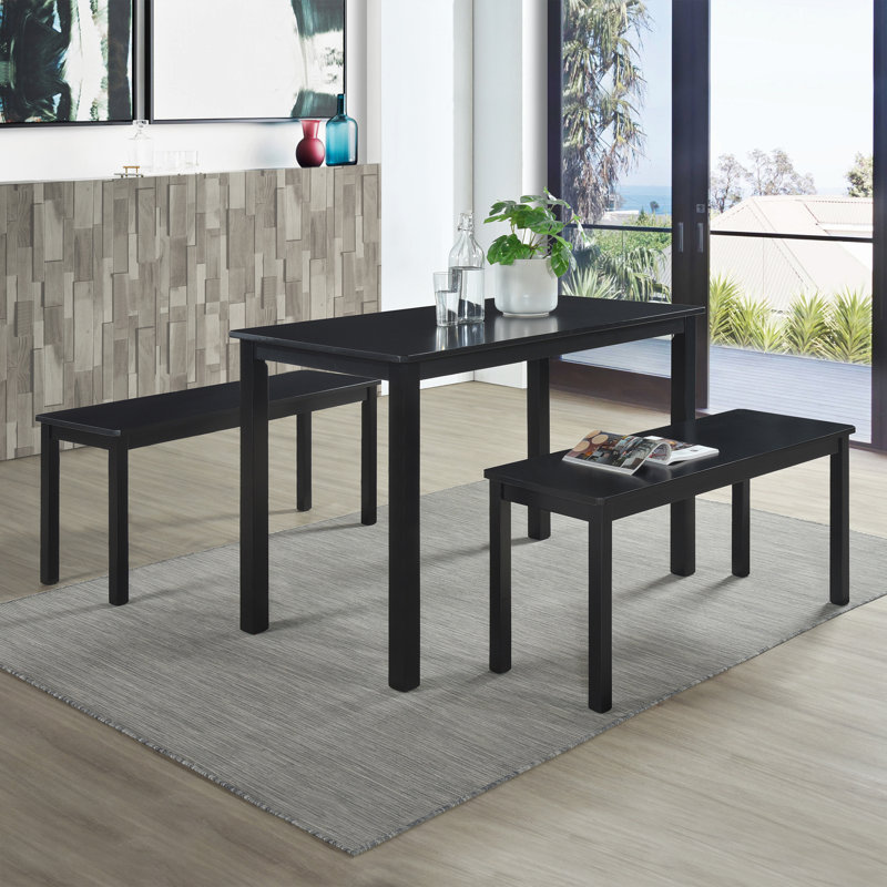 Aujanae 4 - Person Four Leg Dining Set, Black, Black