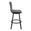Tabouret de bar pivotant de 26 po à hauteur de comptoir avec similicuir gris et finition noir mat - rotation à 360 degrés, siège confortable, base stable