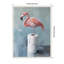 Flamingo Standing with Toilet Paper Rolls Bathroom Art by Drumheller Framed Canvas Wall Art Print