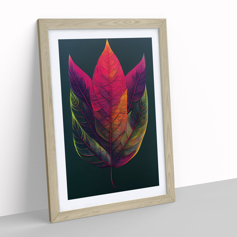 Leaves Painted No.3 - Framed Print, 64cm H x 46cm W x 2cm D, Oak