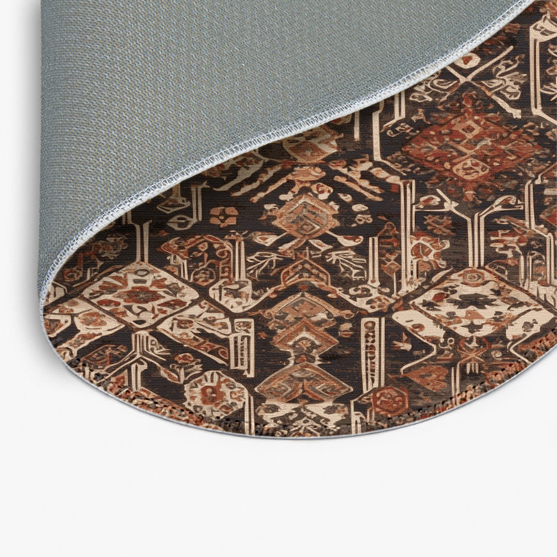 Tapis turc intérieur et extérieur noir, Rond 5 pi