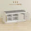 Banc de rangement pour chaussures avec portes, coussin de 39,4 po de largeur, housse amovible, tablettes flexibles réglables au design tissé pour la chambre à coucher et amplement d'espace pour 9 paires, positions de tablettes, sièges confortables-131300904