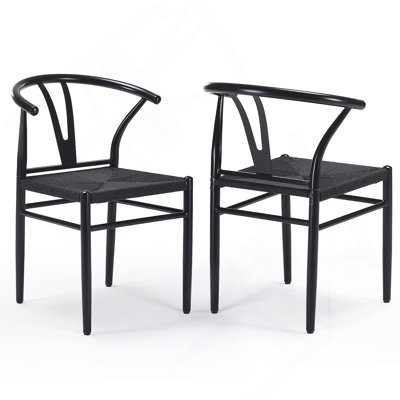 Ensemble de 2 chaises de salle à manger Mid-Century modernes en bois avec design ergonomique et esthétique intemporelle pour les maisons de plage ou urbaines.