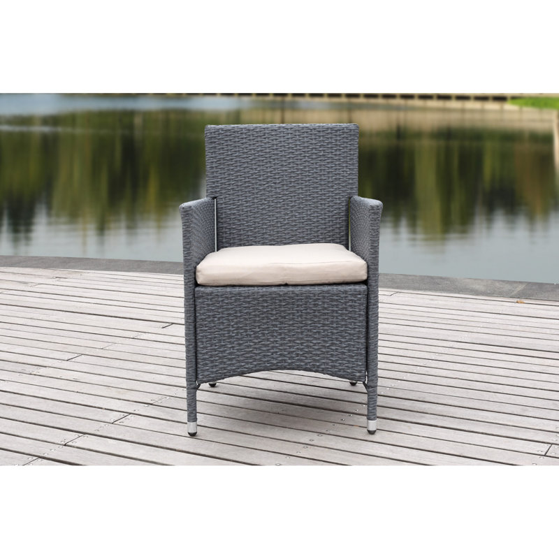 Chaise de patio avec coussin Astrid, Titanium / Gris