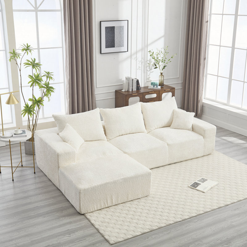 Canapé modulaire l 108,27 po Boucle, Beige Boucle