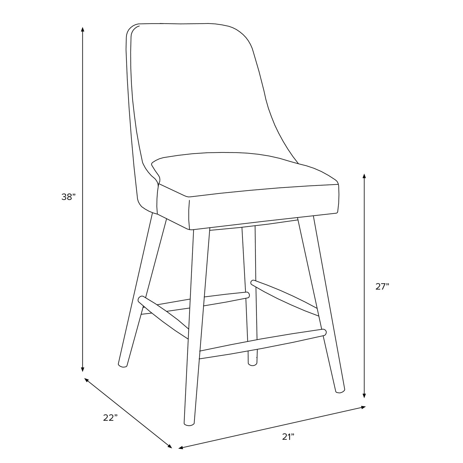 Gallie Stool, Espresso, Counter Stool (27” Seat Height), Classic Ink Performance Velvet