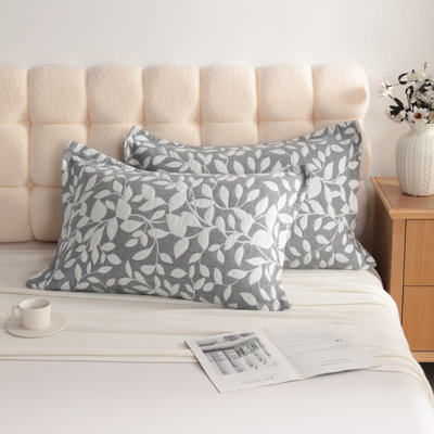Ensemble de 2 taies décoratives matelassées en coton 3 couches avec fermeture à enveloppe 