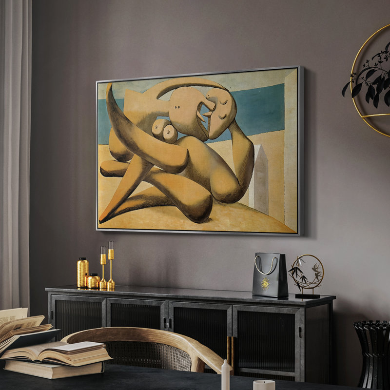 Chiffres au bord de la mer (le baiser), 1931 - Pablo Picasso, toile tendue avec châssis, 26 x 40, Argent