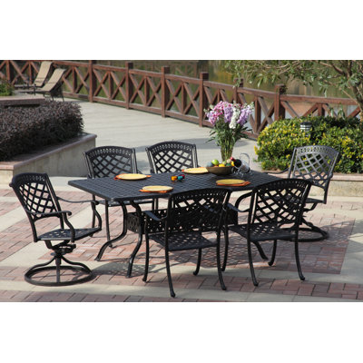 Thompson 7-Piece Patio Dining Set with Cushions and 42 x 72'' Rectangular Dining Table