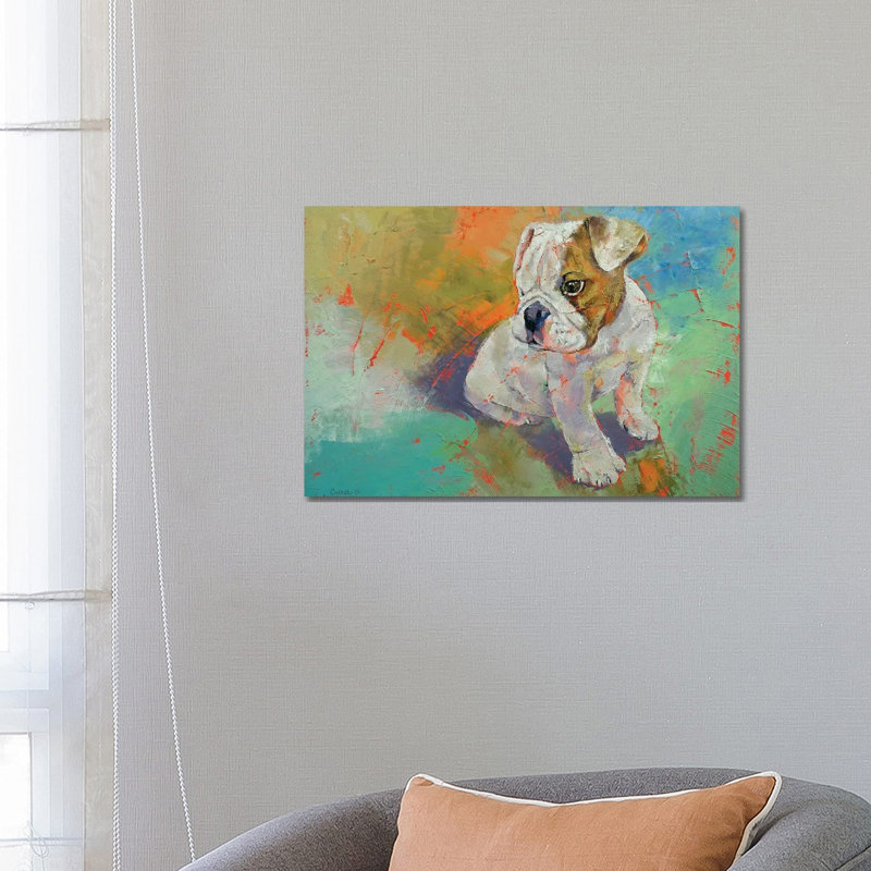 Bulldog Puppy 1 Piece Wrapped Canvas Wall Art, 66.04 cm H x 45.72 cm W x 1.91 cm D