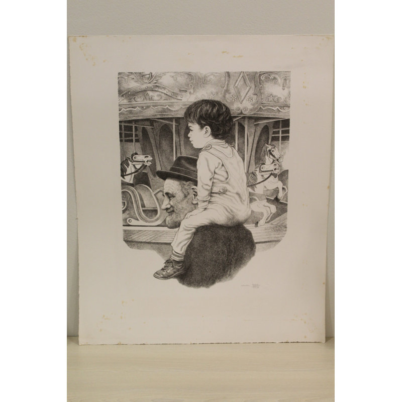 Carrousel par Emanuel Schary, reproduction de peinture sur papier L 12 po x l 16 po