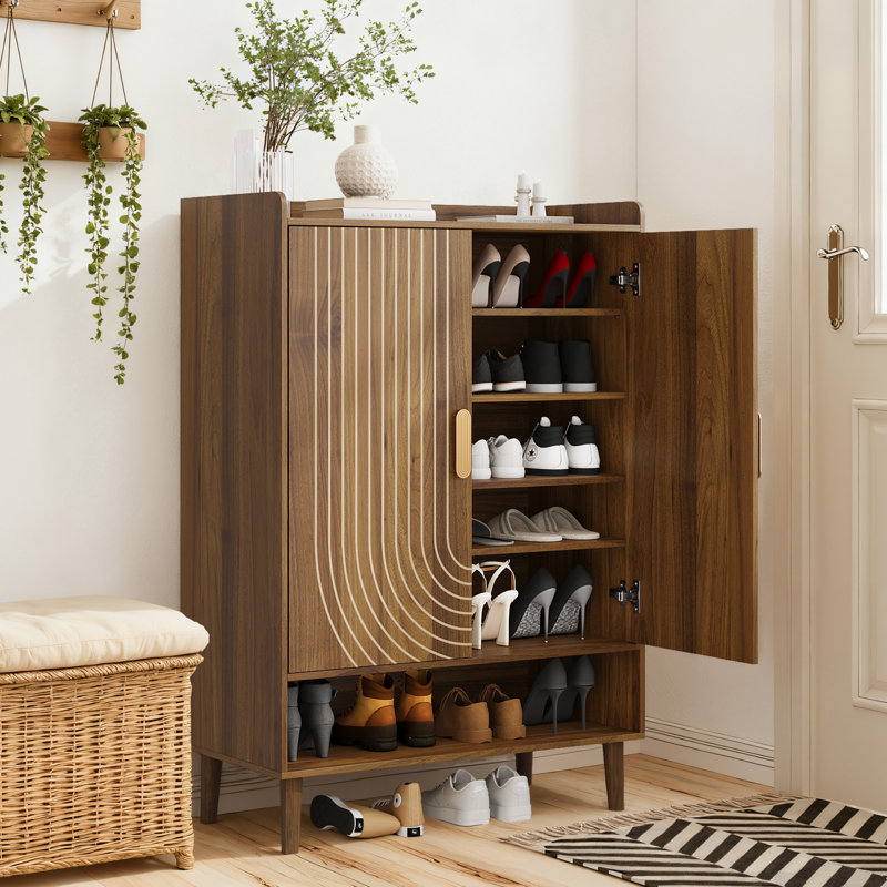 24 Pair Shoe Storage, Brown Wood