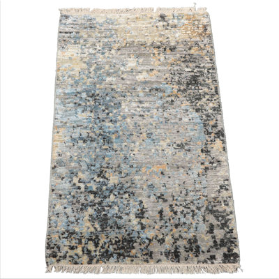 Tapis oriental gris en laine et en  2 pi x 3 pi