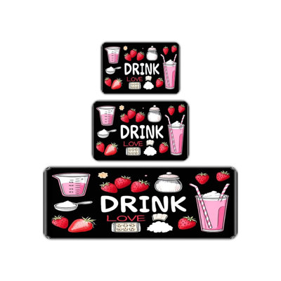Ensemble de 3 tapis de cuisine Strawberry Drink