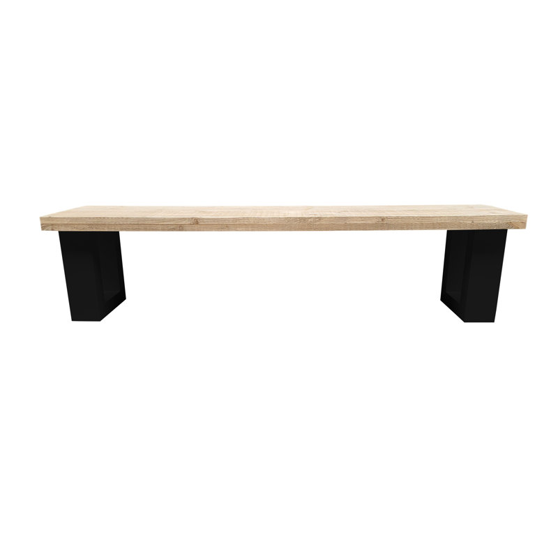 Agneta Wood Outdoor Bench, Natural/Grey, 40cm H x 190cm W x 38cm D