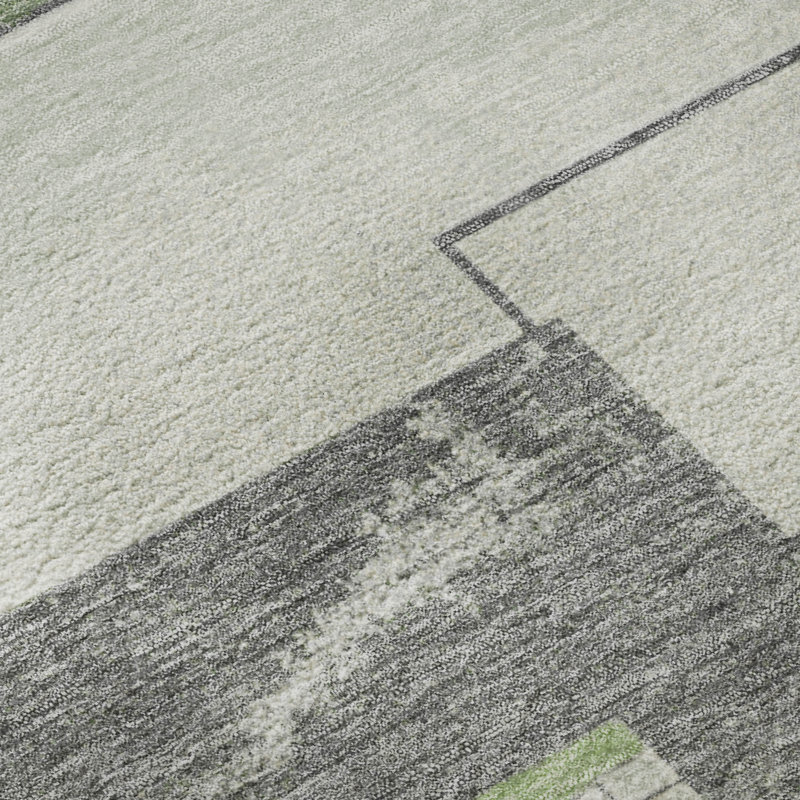Tapis géométrique de qualité supérieure lavable à la machine Mehara AMF1695, Rond 8 pi