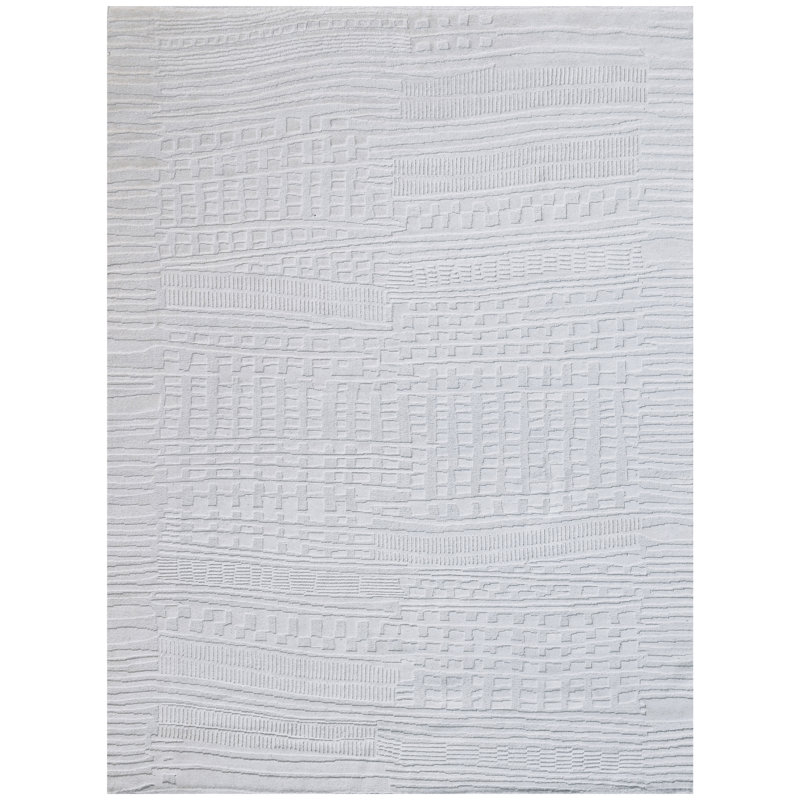 Geometric Area Rug in White, Rectangle 6' x 9'