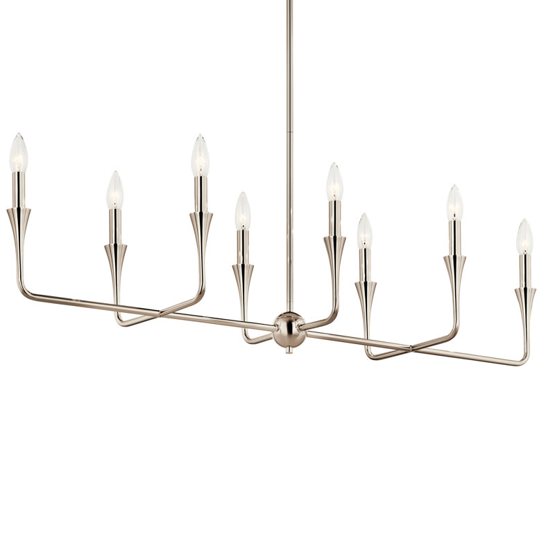8 - Light Steel Dimmable Classic / Traditional Chandelier, Polished Nickel
